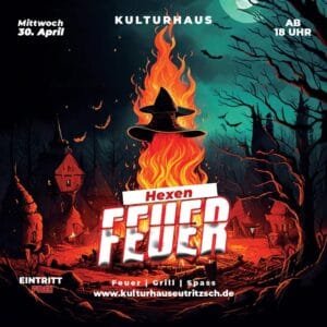 a poster for a halloween party, Hexentanz, Feuer